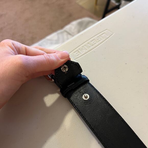 Silver Creek USA Made Floral Tooled Black Genuine Leather Silver Belt Size Large - Picture 10 of 12